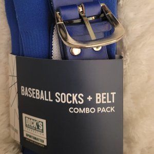 Youth Medium Blue Baseball Socks and Belt
